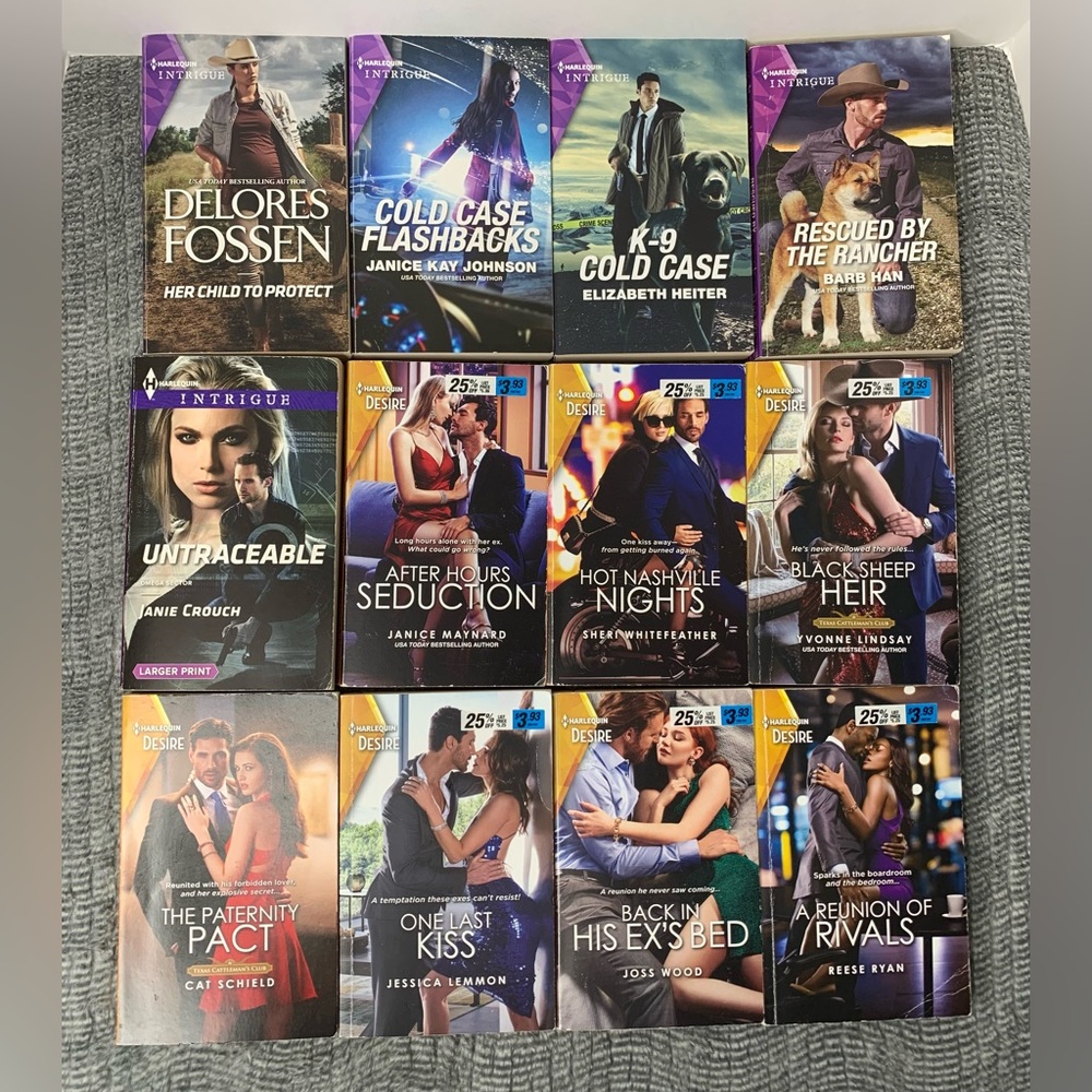 BUNDLE of 12 HARLEQUIN Desire & Intrigue PAPERBACK Novels BOOKS